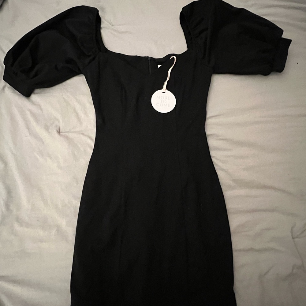 Elegant Black Puff Sleeve Dress